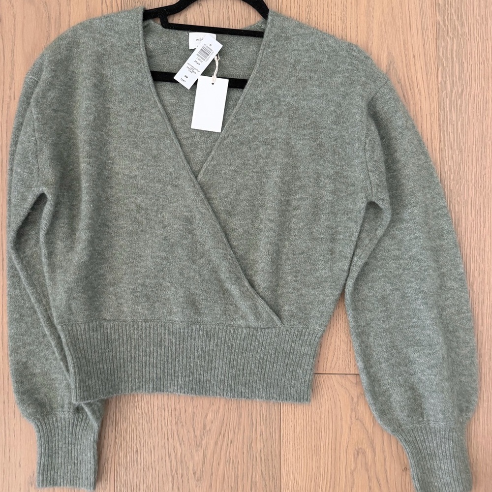 Women’s Wrap-Front Sweater in Sage Green - Wilfred